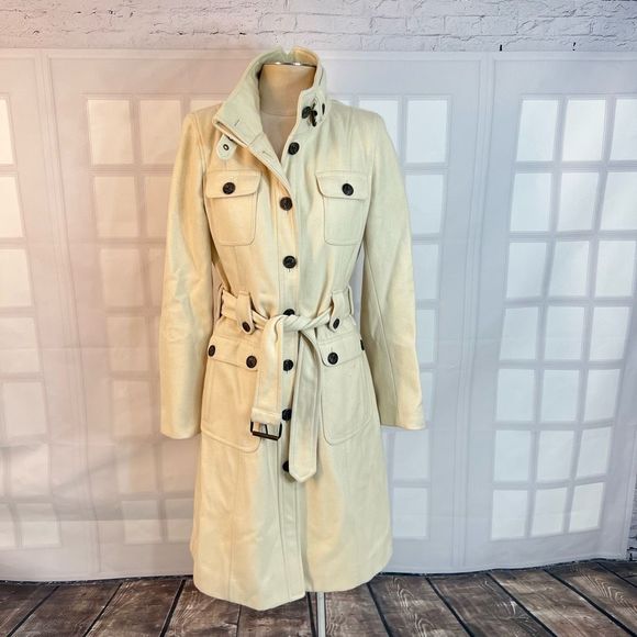 Esprit Jackets & Blazers - Esprit ivory white wool blend belted button down winter coat size medium